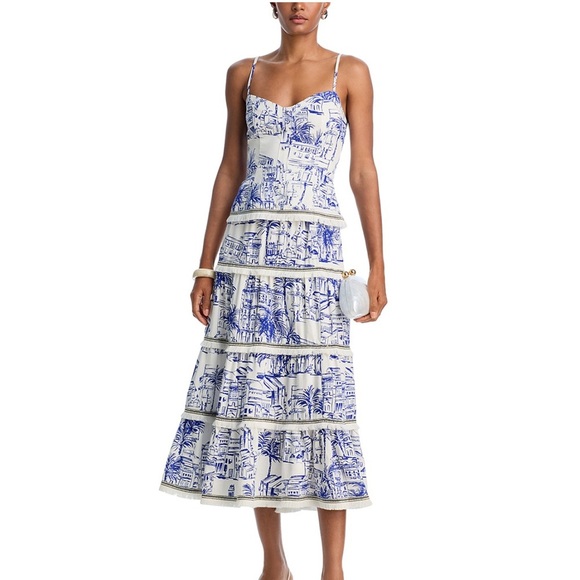 Aqua City Palm Toile Skirt Set - Picture 1 of 7